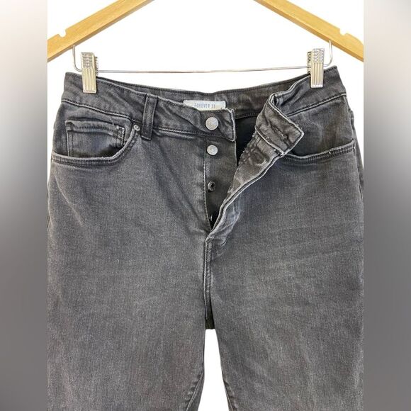 Forever 21 Black Button Fly High Rise Relaxed Jean Size 30 - Picture 7 of 7